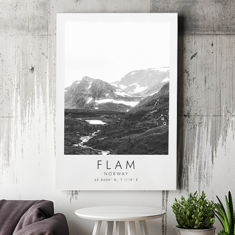 Flam, Norway Black And White Art Canvas Prints Wall Art Home Decor