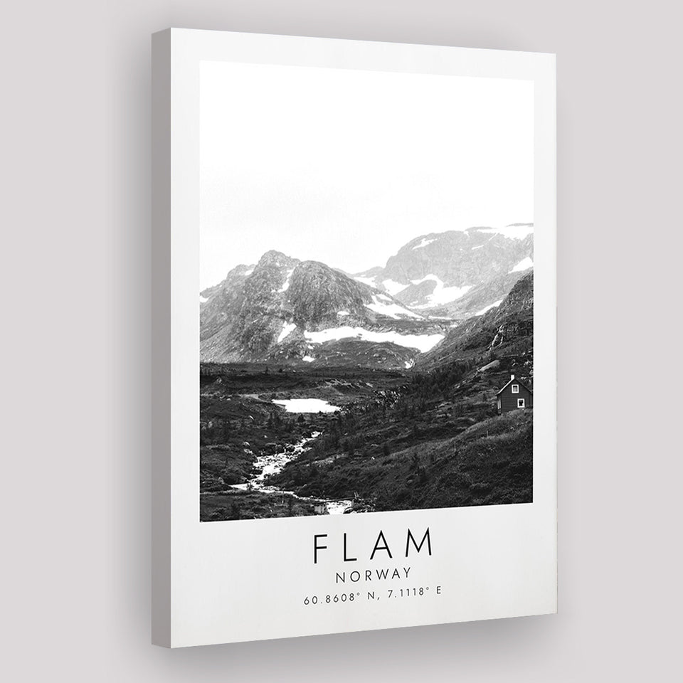 Flam, Norway Black And White Art Canvas Prints Wall Art Home Decor
