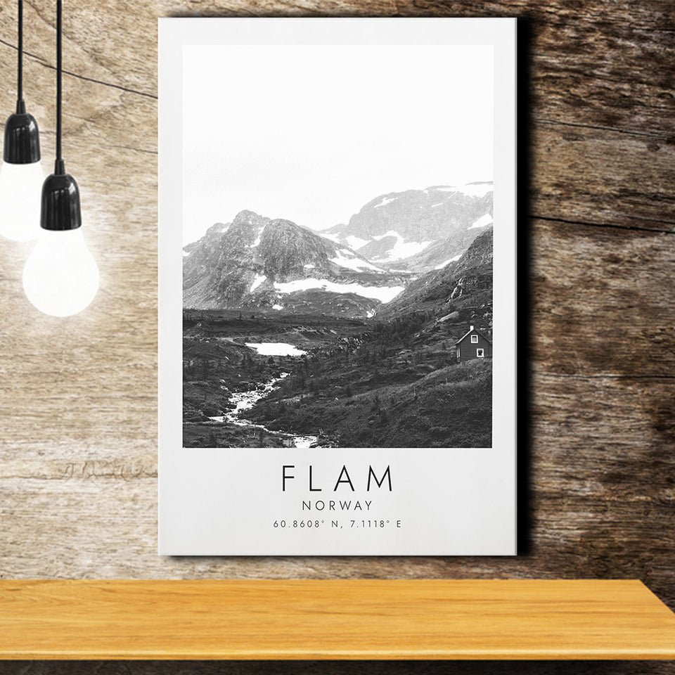 Flam, Norway Black And White Art Canvas Prints Wall Art Home Decor