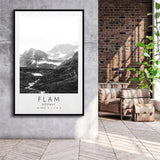 Flam, Norway Black And White Art Framed Canvas Prints Wall Art Home Decor, Floating Frame
