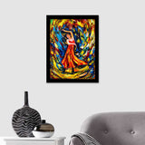 Flamenco Dance With Spiral Background Framed Wall Art - Framed Prints, Print for Sale, Painting Prints, Art Prints