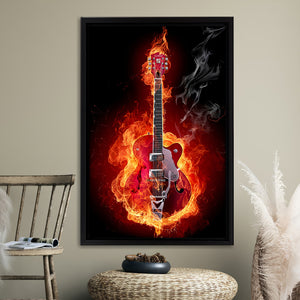 Flaming Electric Guitar Framed Canvas Prints - Painting Canvas, Wall Art, Framed Art, Home Decor, Prints for Sale