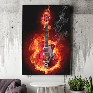 Flaming Electric Guitar Canvas Prints Wall Art - Painting Canvas, Wall Decor, Home Decor, Prints for Sale