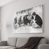 Flapper Gang Playing Marbles Black And White Print, Roaring 20S Canvas Prints Wall Art Home Decor