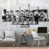 Flapper Girls Beach Black And White Print, Vintage Swimsuits 5 Panels, Canvas Prints Wall Art Decor, Large Canvas Art