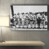 Flapper Girls Beach Black And White Print, Vintage Swimsuits Canvas Prints Wall Art Home Decor
