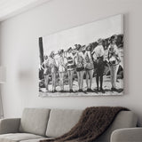 Flapper Girls Beach Black And White Print, Vintage Swimsuits Canvas Prints Wall Art Home Decor