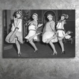 Flapper Girls Dancing The Charleston Black And White Print, Roaring Twenties Canvas Prints Wall Art Home Decor