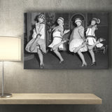 Flapper Girls Dancing The Charleston Black And White Print, Roaring Twenties Canvas Prints Wall Art Home Decor