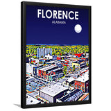 Florence Alabama Art Night Landscape, City Art Print, Framed Art Print Wall Art Home Decor, Framed Picture