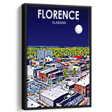 Florence Alabama Art Night Landscape, Large Canvas, Framed Canvas Print Wall Art Home Decor, Floating Frame
