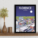 Florence Alabama Art Night Landscape, Large Canvas, Framed Canvas Print Wall Art Home Decor, Floating Frame