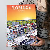 Florence Alabama Art Sunset Landscape ,City Art Print, Large Canvas, Canvas Print Wall Art Home Decor