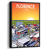 Florence Alabama Art Sunset Landscape, Large Canvas, Framed Canvas Print Wall Art Home Decor, Floating Frame