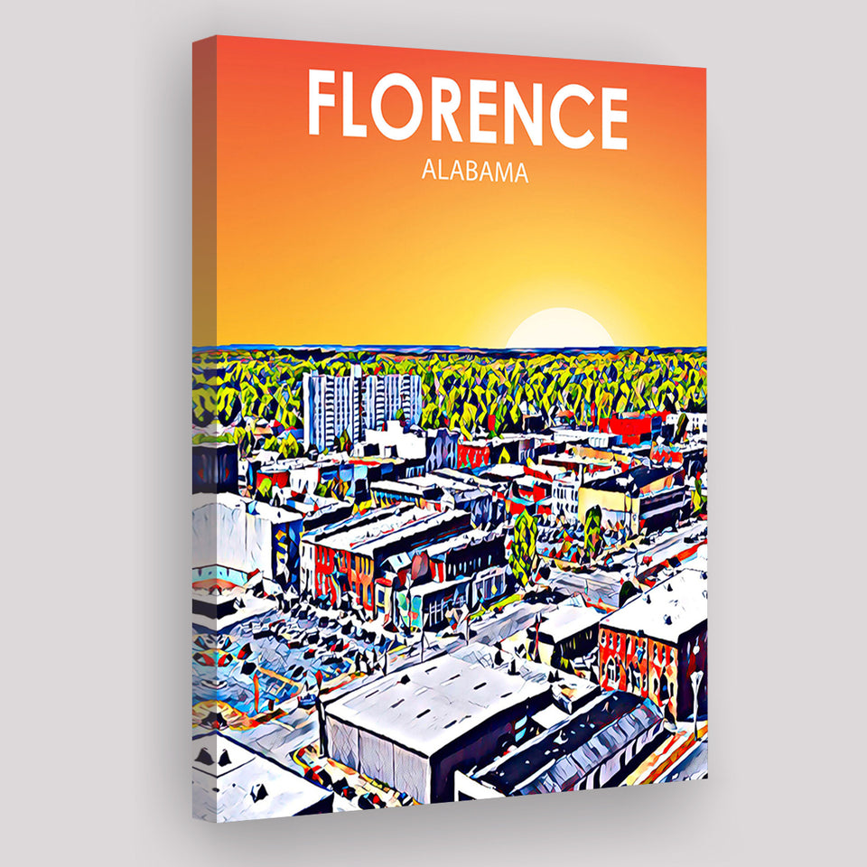 Florence Alabama Art Sunset Landscape ,City Art Print, Large Canvas, Canvas Print Wall Art Home Decor