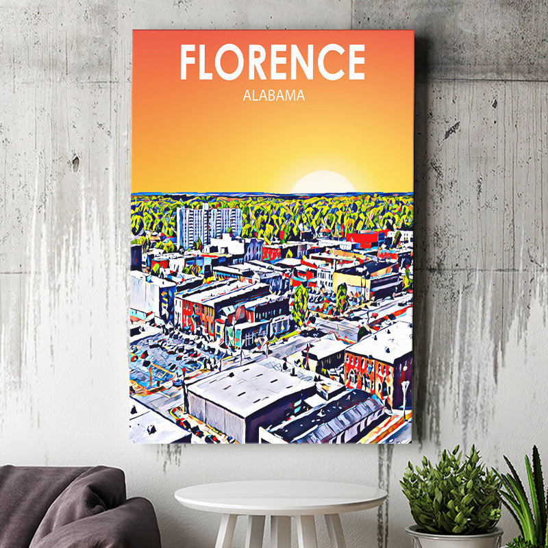 Florence Alabama Art Sunset Landscape ,City Art Print, Large Canvas, Canvas Print Wall Art Home Decor