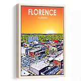 Florence Alabama Art Sunset Landscape, Large Canvas, Framed Canvas Print Wall Art Home Decor, Floating Frame