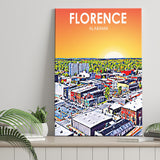 Florence Alabama Art Sunset Landscape ,City Art Print, Large Canvas, Canvas Print Wall Art Home Decor