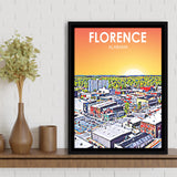 Florence Alabama Art Sunset Landscape, Large Canvas, Framed Canvas Print Wall Art Home Decor, Floating Frame