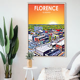 Florence Alabama Art Sunset Landscape, Large Canvas, Framed Canvas Print Wall Art Home Decor, Floating Frame
