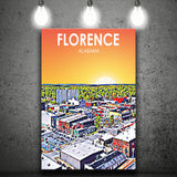 Florence Alabama Art Sunset Landscape ,City Art Print, Large Canvas, Canvas Print Wall Art Home Decor