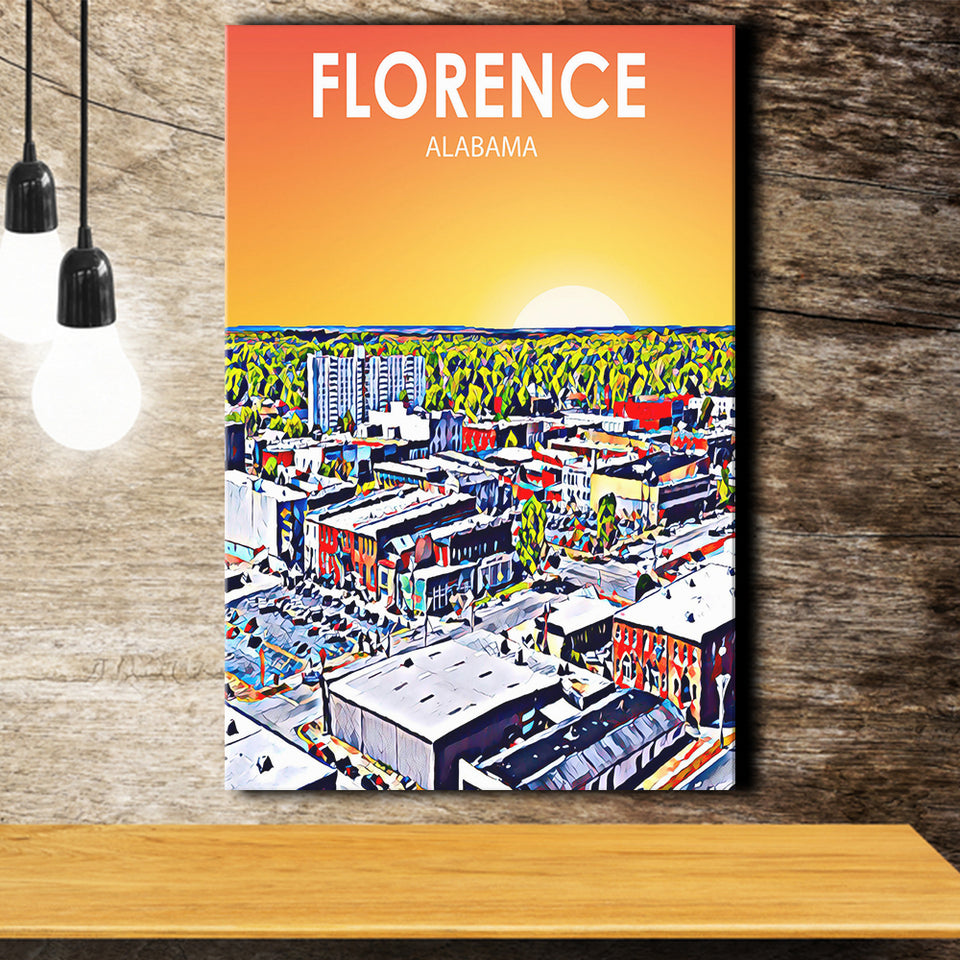 Florence Alabama Art Sunset Landscape ,City Art Print, Large Canvas, Canvas Print Wall Art Home Decor