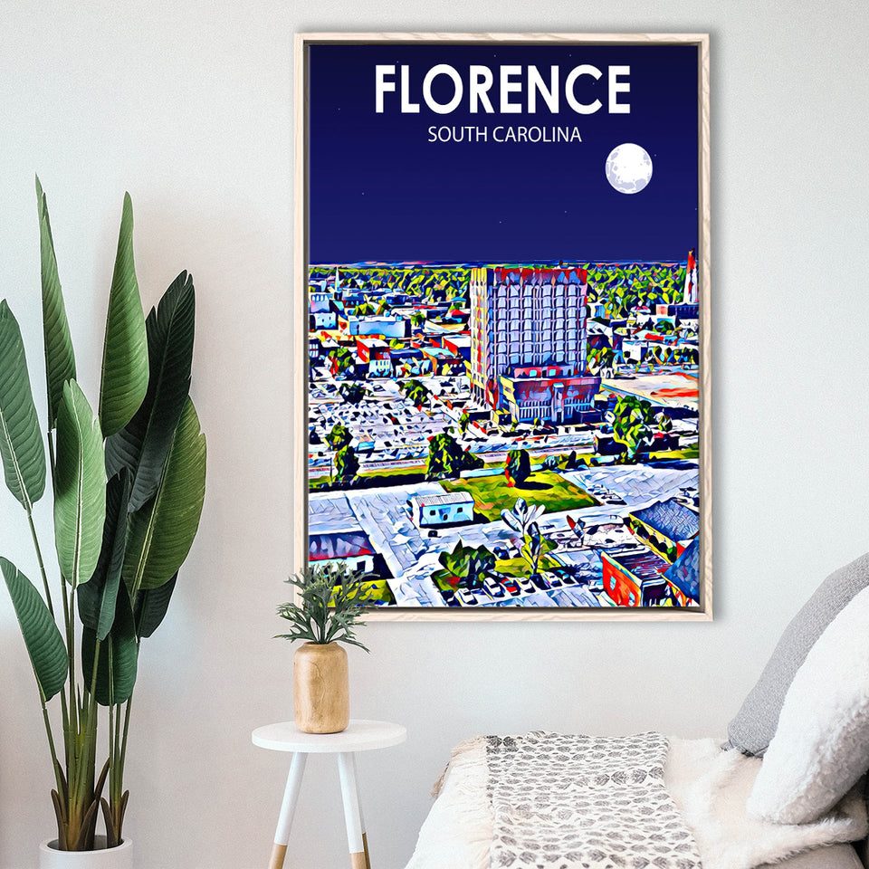 Florence SC Art V1, Large Canvas, Framed Canvas Print Wall Art Home Decor, Floating Frame