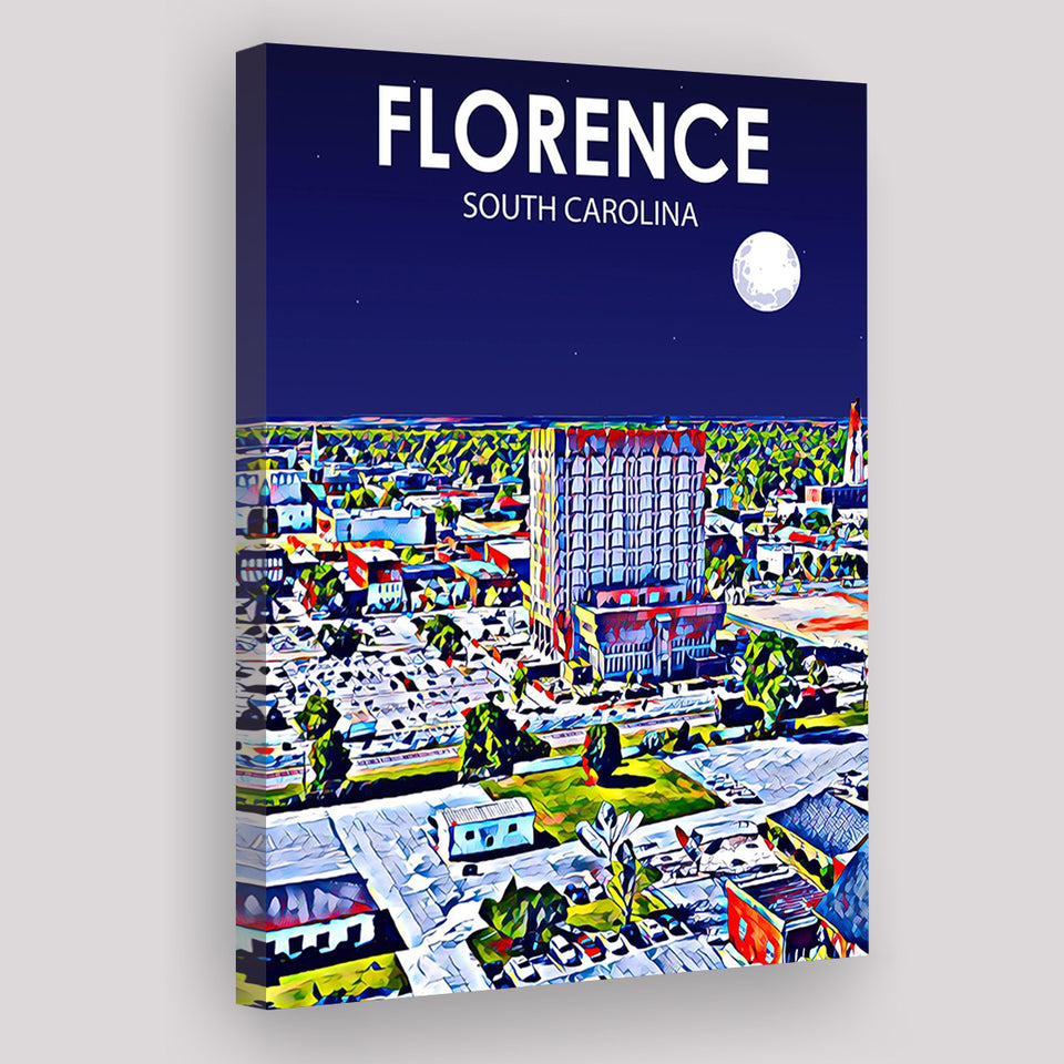 Florence SC Art V1 ,City Art Print, Large Canvas, Canvas Print Wall Art Home Decor