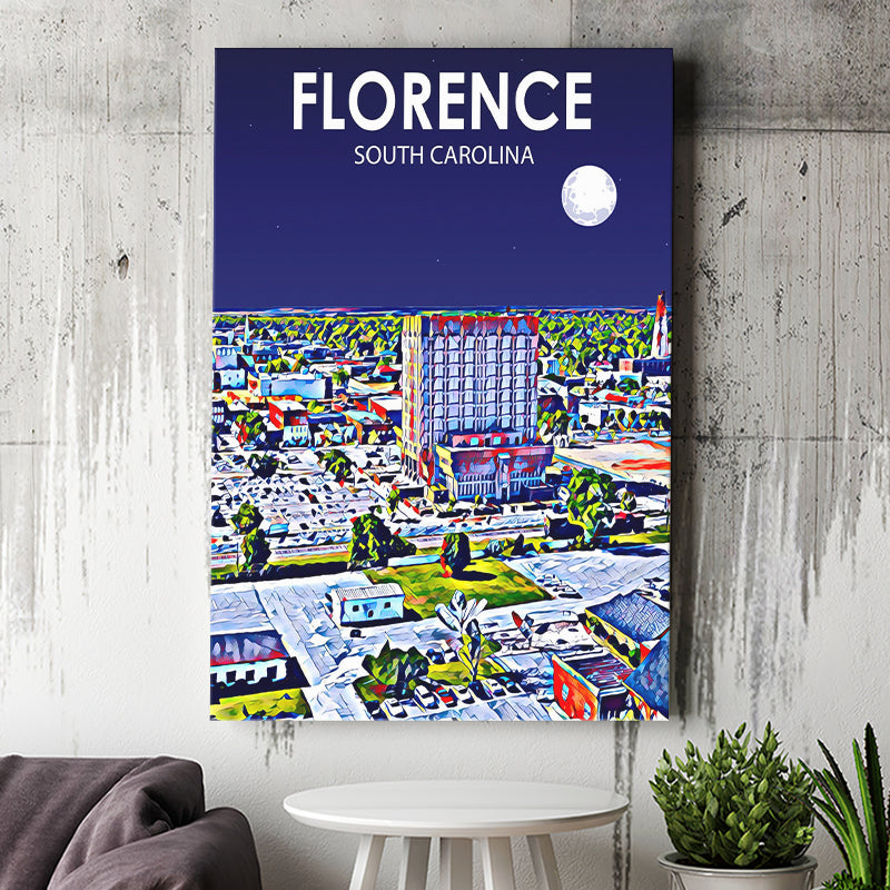 Florence SC Art V1 ,City Art Print, Large Canvas, Canvas Print Wall Art Home Decor
