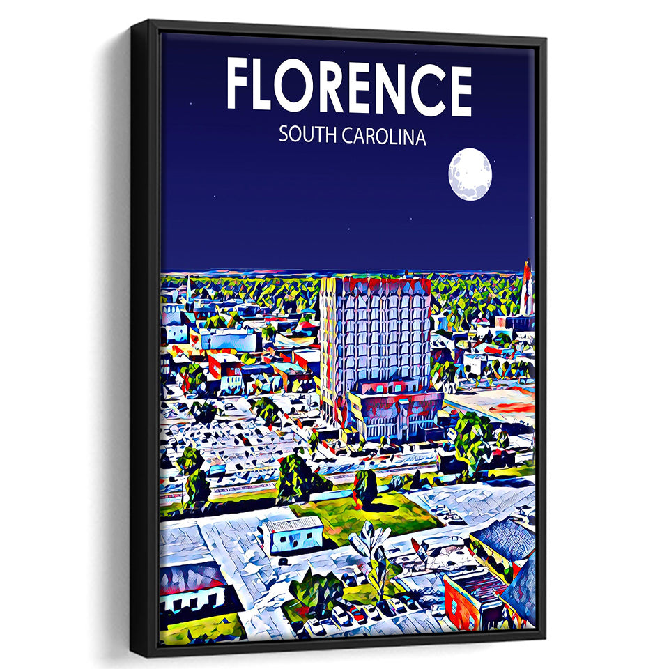 Florence SC Art V1, Large Canvas, Framed Canvas Print Wall Art Home Decor, Floating Frame