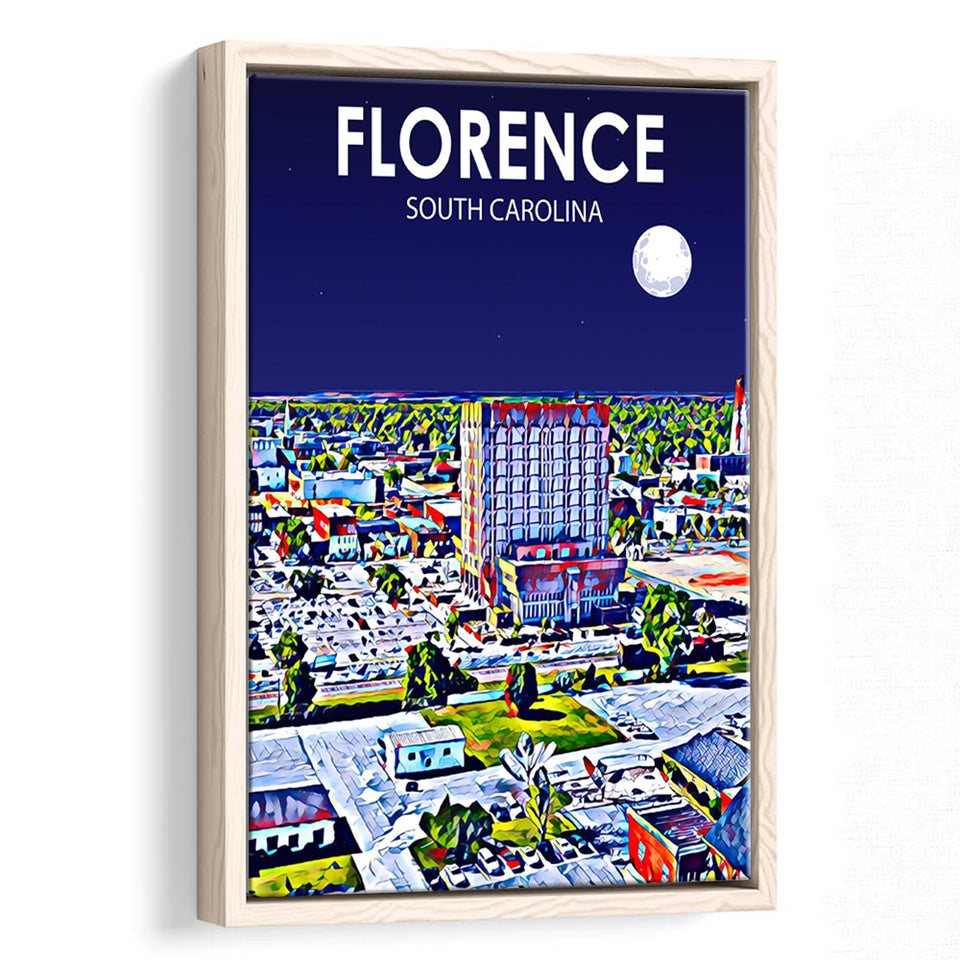 Florence SC Art V1, Large Canvas, Framed Canvas Print Wall Art Home Decor, Floating Frame