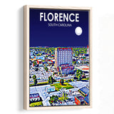 Florence SC Art V1, Large Canvas, Framed Canvas Print Wall Art Home Decor, Floating Frame
