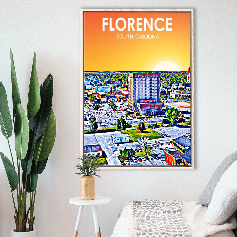 Florence SC Art, Large Canvas, Framed Canvas Print Wall Art Home Decor, Floating Frame