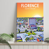 Florence SC Art ,City Art Print, Large Canvas, Canvas Print Wall Art Home Decor