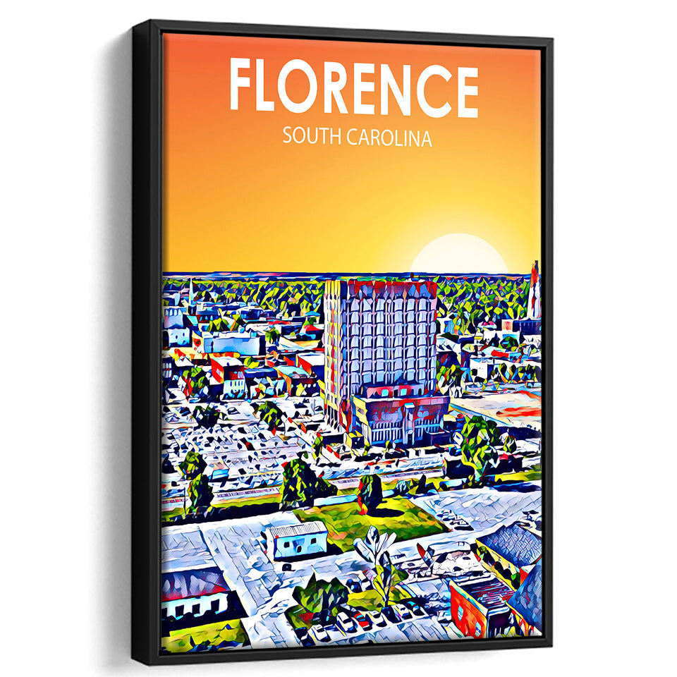 Florence SC Art, Large Canvas, Framed Canvas Print Wall Art Home Decor, Floating Frame