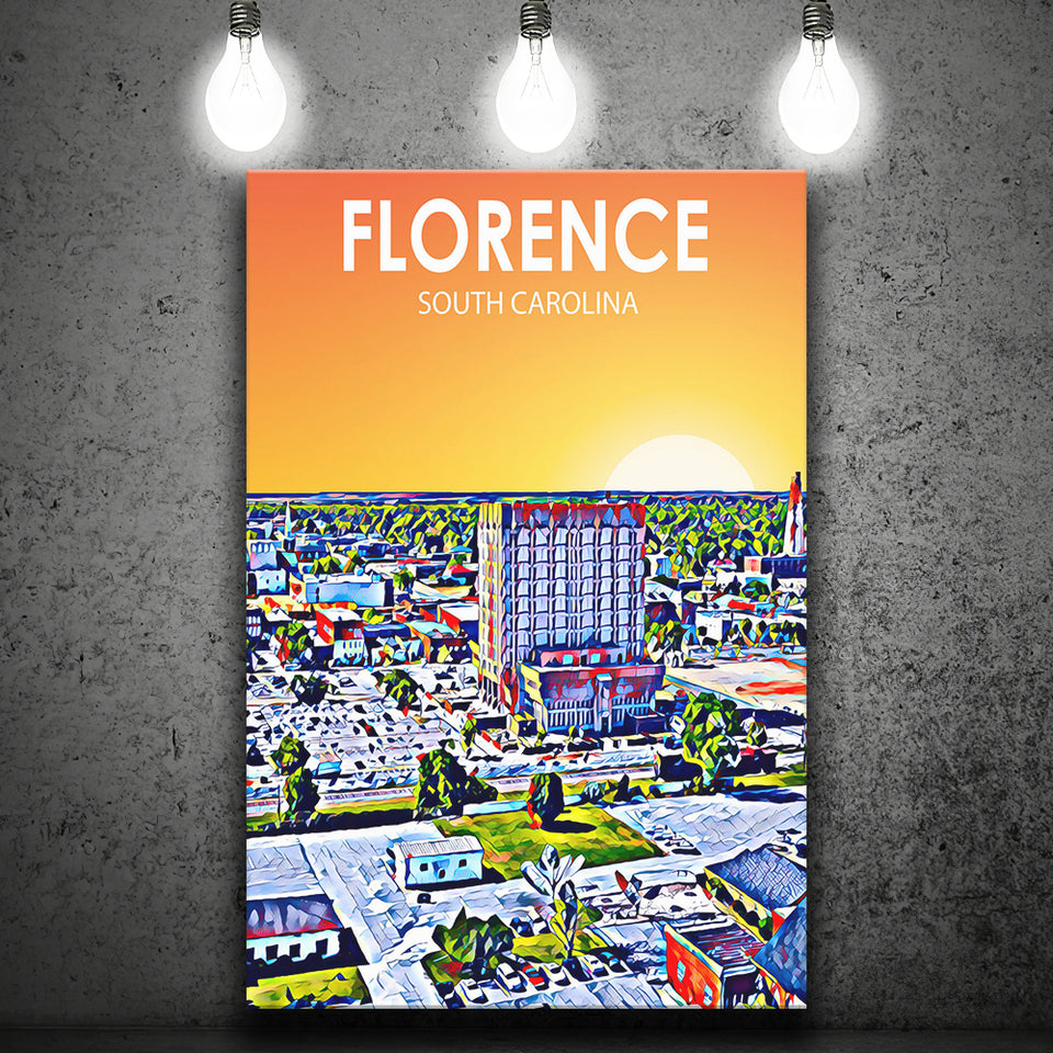 Florence SC Art ,City Art Print, Large Canvas, Canvas Print Wall Art Home Decor