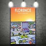 Florence SC Art ,City Art Print, Large Canvas, Canvas Print Wall Art Home Decor