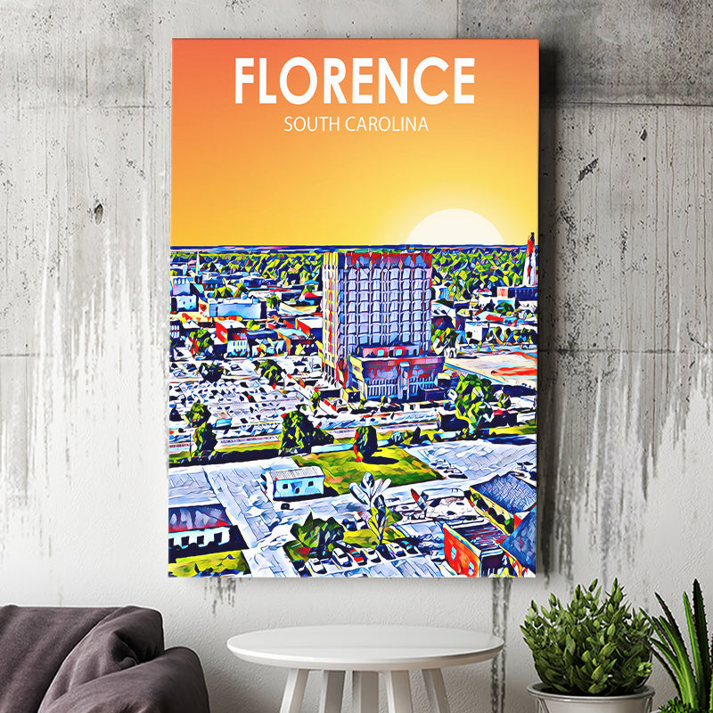 Florence SC Art ,City Art Print, Large Canvas, Canvas Print Wall Art Home Decor