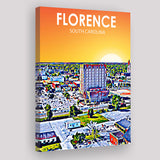 Florence SC Art ,City Art Print, Large Canvas, Canvas Print Wall Art Home Decor
