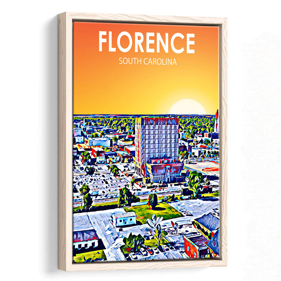 Florence SC Art, Large Canvas, Framed Canvas Print Wall Art Home Decor, Floating Frame