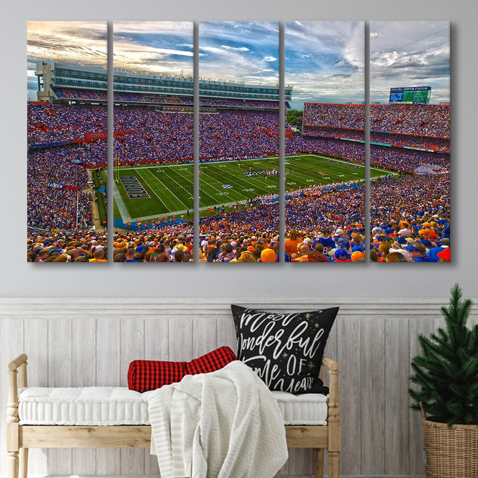 Florida Gators Stadium Canvas Prints Stadium Ben Hill Griffin Stadium Wall Art,Multi Panels B,Sport Stadium Art Prints, Fan Gift