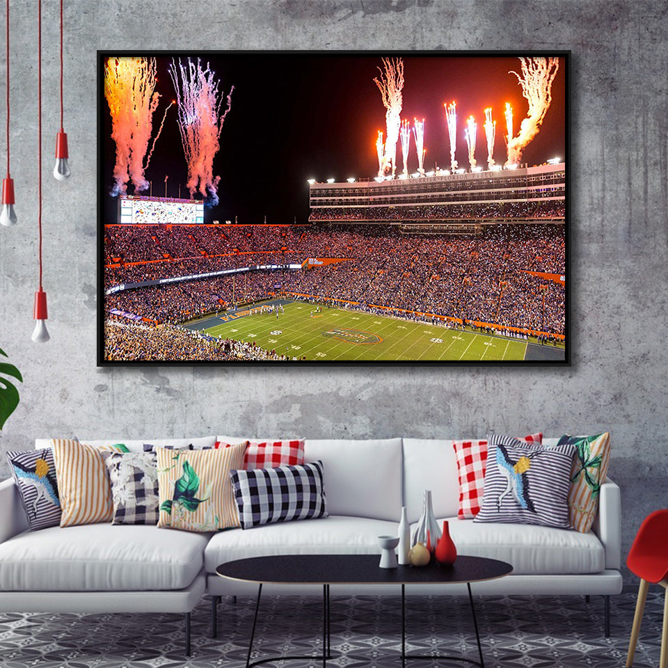 Florida Gators Stadium Framed Canvas Prints Ben Hill Griffin Stadium Wall Art,Sport Stadium Art Prints, Fan Gift