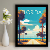 Florida Retro Art Print, City Art Print, Framed Art Print Wall Art Home Decor, Framed Picture