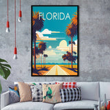 Florida Retro Art Print, City Art Print, Framed Art Print Wall Art Home Decor, Framed Picture