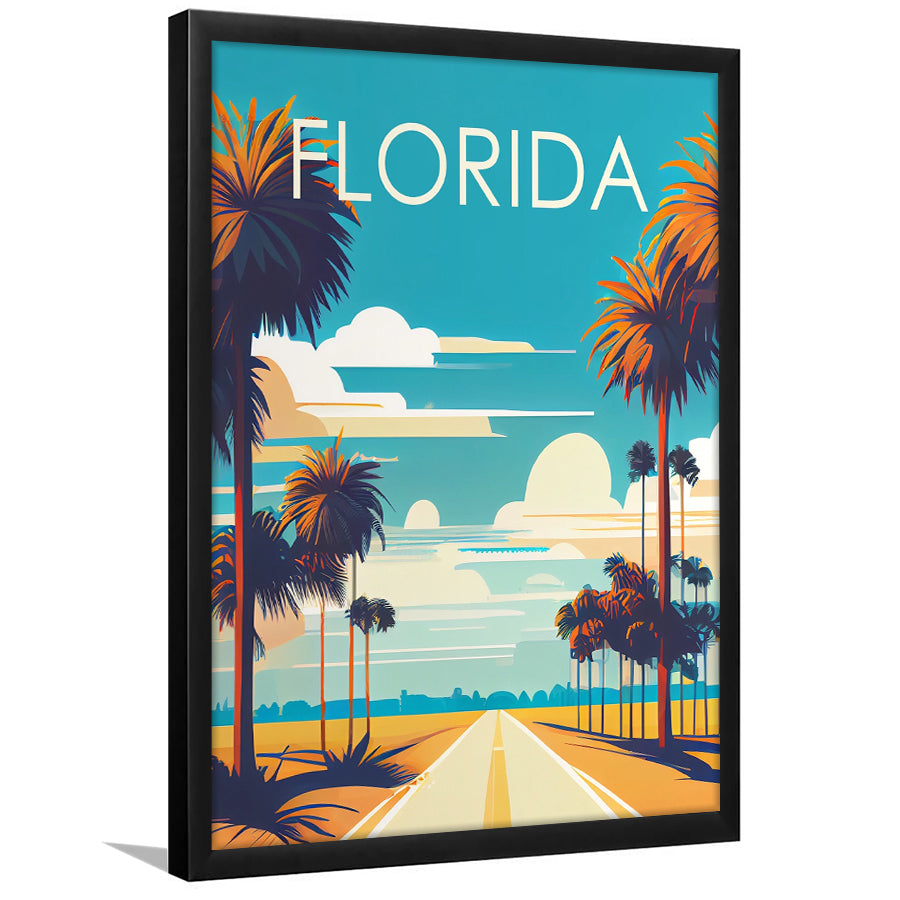 Florida Retro Art Print, City Art Print, Framed Art Print Wall Art Home Decor, Framed Picture