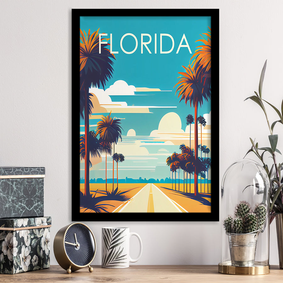 Florida Retro Art Print, City Art Print, Framed Art Print Wall Art Home Decor, Framed Picture