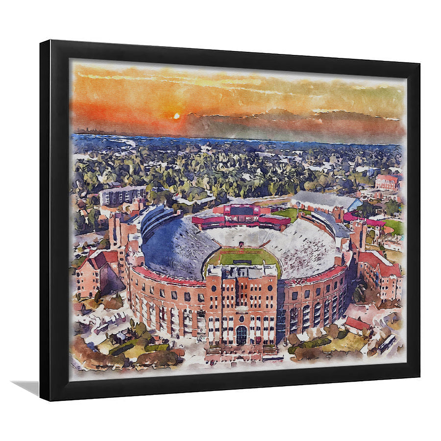 Florida State Seminoles Doak Campbell Stadium Watercolor, Sport Prints Fan Gift, Framed Art Prints Wall Art Decor