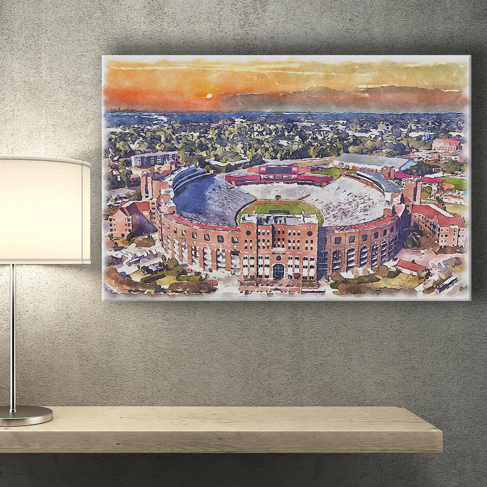 Florida State Seminoles Doak Campbell Stadium Watercolor, Sport Art Prints Fan Gift, Canvas Prints Wall Art Decor