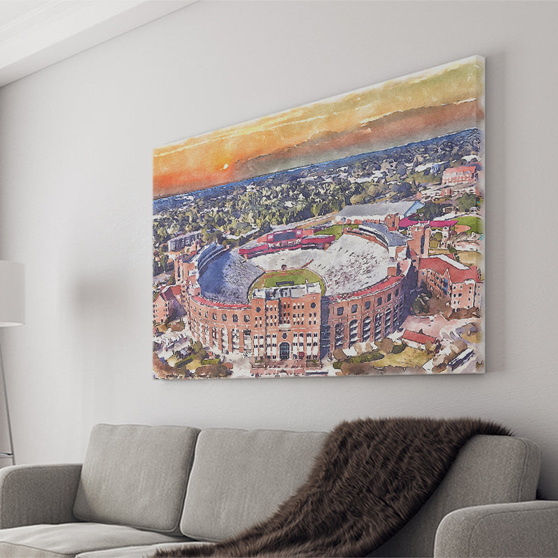 Florida State Seminoles Doak Campbell Stadium Watercolor, Sport Art Prints Fan Gift, Canvas Prints Wall Art Decor