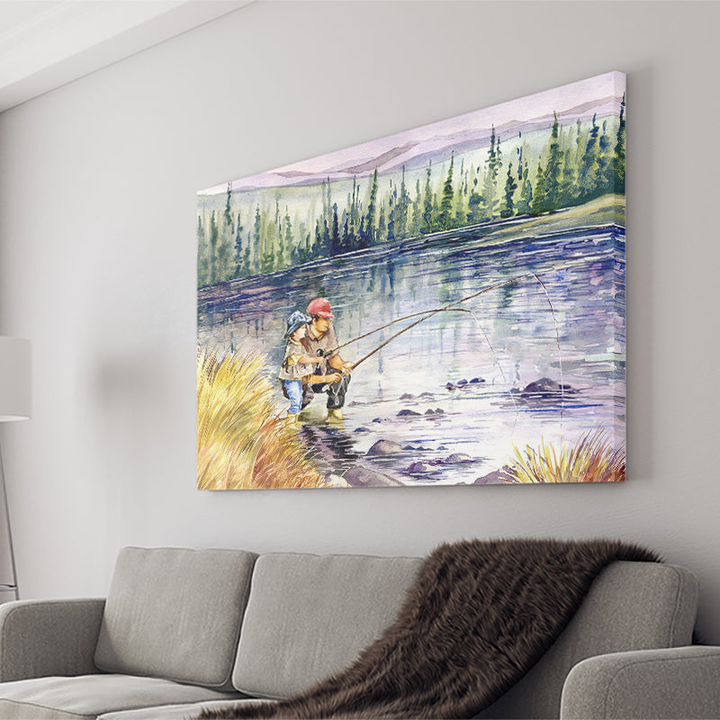 Fly Fishing Daddy And Son Canvas Wall Art - Canvas Prints, Prints For –  UnixCanvas
